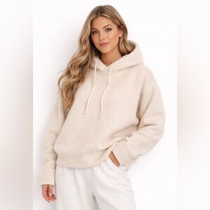 Happily Grey Cream Sherpa Lined Hoodie Sweater XL NWT Cozy Lounge